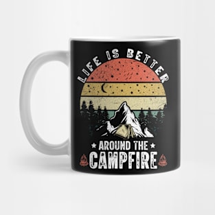 Life Is Better Around The Campfire Funny Retro Camping Lover Mug